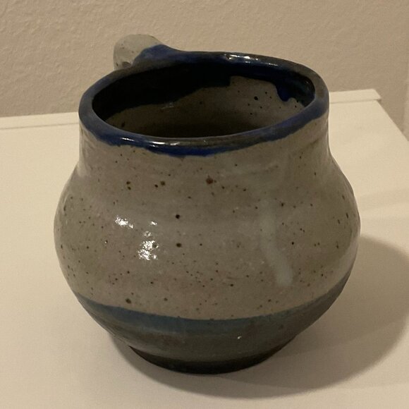 HANDMADE Speckled Whit and Blue Ceramic Mug, White and Blue, 3.5" H, Handcrafted - Picture 8 of 8